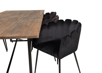 Furniture Fashion & Venture Home Limhamn & Padang Matstolar Svart + Rektangulära Matbord 250 x 100 Nature