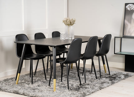 Venture Home Dipp & Polar Rektangulära Matbord 180 x 90 Svart + Matstolar 2-pack Svart