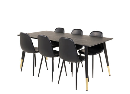 Venture Home Dipp & Polar Rektangulära Matbord 180 x 90 Svart + Matstolar 2-pack Svart