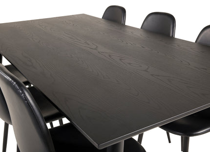 Venture Home Dipp & Polar Rektangulära Matbord 180 x 90 Svart + Matstolar 2-pack Svart