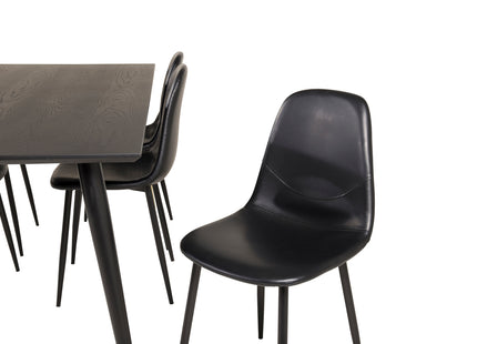 Venture Home Dipp & Polar Rektangulära Matbord 180 x 90 Svart + Matstolar 2-pack Svart