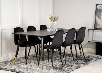 Venture Home Dipp & Polar Rektangulära Matbord 180 x 90 Svart + Matstolar 2-pack Svart
