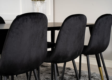 Venture Home Dipp & Polar Rektangulära Matbord 180 x 90 Svart + Matstolar 2-pack Svart