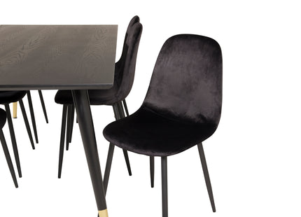 Venture Home Dipp & Polar Rektangulära Matbord 180 x 90 Svart + Matstolar 2-pack Svart