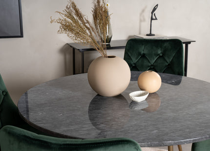 Venture Home Estelle & Velvet Deluxe Runda Matbord ⌀106 Mörkgrå + Matstolar 2-pack Grön