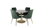 Venture Home Estelle & Velvet Deluxe Runda Matbord ⌀106 Mörkgrå + Matstolar 2-pack Grön