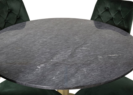Venture Home Estelle & Velvet Deluxe Runda Matbord ⌀106 Mörkgrå + Matstolar 2-pack Grön
