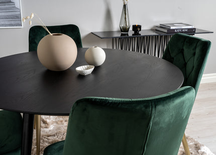 Venture Home Dipp & Velvet Deluxe Runda Matbord ⌀115 Svart + Matstolar 2-pack Grön