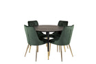 Venture Home Dipp & Velvet Deluxe Runda Matbord ⌀115 Svart + Matstolar 2-pack Grön