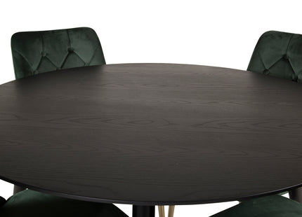 Venture Home Dipp & Velvet Deluxe Runda Matbord ⌀115 Svart + Matstolar 2-pack Grön