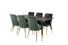Venture Home Dipp & Velvet Deluxe Rektangulära Matbord 180 x 90 Svart + Matstolar 2-pack Grön