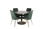 Venture Home Estelle & Velvet Deluxe Runda Matbord ⌀106 Mörkgrå + Matstolar 2-pack Grön