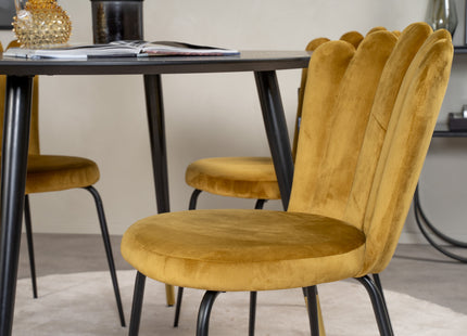 Furniture Fashion & Venture Home Limhamn & Dipp Matstolar 2-pack Gul + Runda Matbord ⌀115 Svart