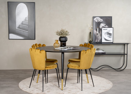 Furniture Fashion & Venture Home Limhamn & Dipp Matstolar 2-pack Gul + Runda Matbord ⌀115 Svart