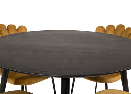 Furniture Fashion & Venture Home Limhamn & Dipp Matstolar 2-pack Gul + Runda Matbord ⌀115 Svart