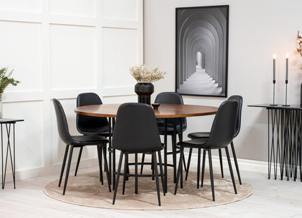 Furniture Fashion & Venture Home Copenhagen & Polar Runda Matbord ⌀140 Brun + Matstolar 2-pack Svart