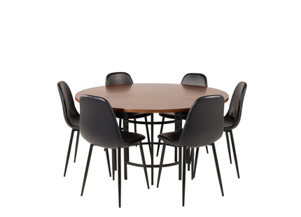 Furniture Fashion & Venture Home Copenhagen & Polar Runda Matbord ⌀140 Brun + Matstolar 2-pack Svart