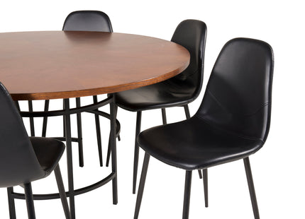 Furniture Fashion & Venture Home Copenhagen & Polar Runda Matbord ⌀140 Brun + Matstolar 2-pack Svart