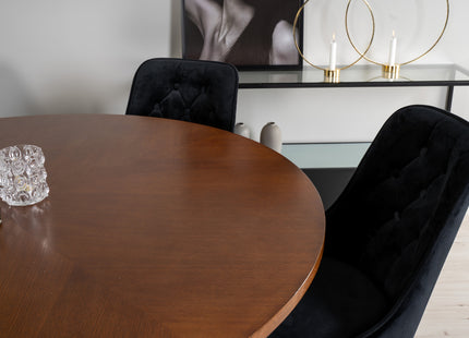 Furniture Fashion & Venture Home Copenhagen & Velvet Deluxe Runda Matbord ⌀140 Brun + Matstolar 2-pack Svart