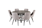 Furniture Fashion & Venture Home Copenhagen & Velvet Deluxe Runda Matbord ⌀140 Svart + Matstolar 2-pack Ljusgrå