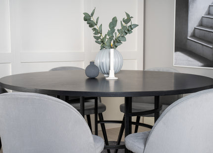 Furniture Fashion & Venture Home Copenhagen & Velvet Runda Matbord ⌀140 Svart + Matstolar 2-pack Ljusgrå