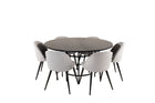 Furniture Fashion & Venture Home Copenhagen & Velvet Runda Matbord ⌀140 Svart + Matstolar 2-pack Ljusgrå