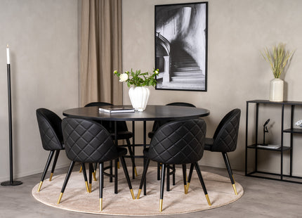 Furniture Fashion & Venture Home Copenhagen & Velvet Runda Matbord ⌀140 Svart + Matstolar 2-pack Svart