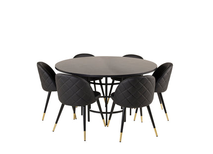 Furniture Fashion & Venture Home Copenhagen & Velvet Runda Matbord ⌀140 Svart + Matstolar 2-pack Svart