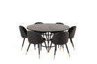 Furniture Fashion & Venture Home Copenhagen & Velvet Runda Matbord ⌀140 Svart + Matstolar 2-pack Svart