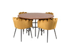 Furniture Fashion Limhamn & Copenhagen Matstolar Gul + Runda Matbord ⌀140 Brun
