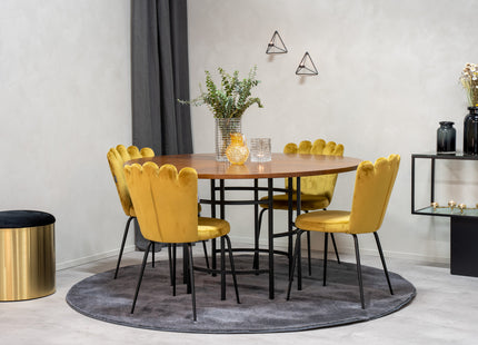 Furniture Fashion Limhamn & Copenhagen Matstolar 2-pack Gul + Runda Matbord ⌀140 Brun