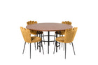 Furniture Fashion Limhamn & Copenhagen Matstolar 2-pack Gul + Runda Matbord ⌀140 Brun