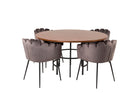Furniture Fashion Limhamn & Copenhagen Matstolar Grå + Runda Matbord ⌀140 Brun