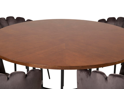Furniture Fashion Limhamn & Copenhagen Matstolar Grå + Runda Matbord ⌀140 Brun