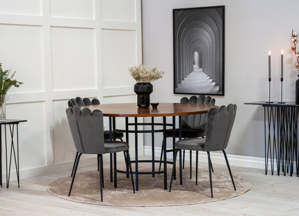 Furniture Fashion Limhamn & Copenhagen Matstolar 2-pack Grå + Runda Matbord ⌀140 Brun