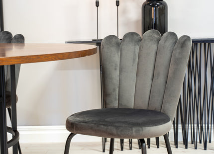 Furniture Fashion Limhamn & Copenhagen Matstolar 2-pack Grå + Runda Matbord ⌀140 Brun