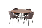 Furniture Fashion Limhamn & Copenhagen Matstolar 2-pack Grå + Runda Matbord ⌀140 Brun