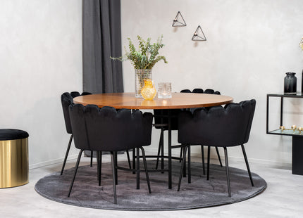 Furniture Fashion Limhamn & Copenhagen Matstolar Svart + Runda Matbord ⌀140 Brun
