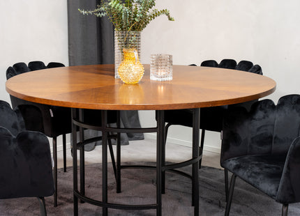 Furniture Fashion Limhamn & Copenhagen Matstolar Svart + Runda Matbord ⌀140 Brun