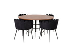 Furniture Fashion Limhamn & Copenhagen Matstolar Svart + Runda Matbord ⌀140 Brun