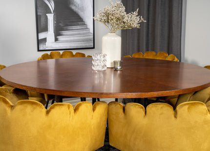 Furniture Fashion Limhamn & Copenhagen Matstolar Gul + Runda Matbord ⌀140 Brun