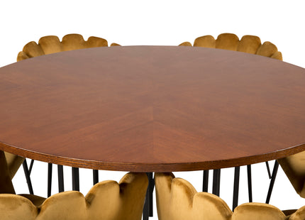 Furniture Fashion Limhamn & Copenhagen Matstolar Gul + Runda Matbord ⌀140 Brun