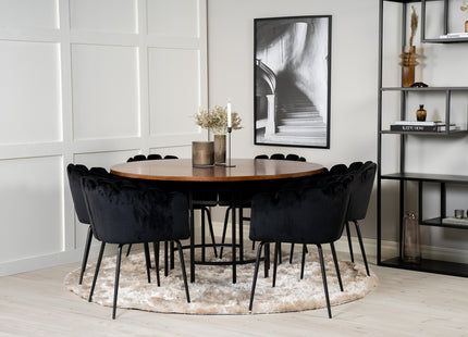 Furniture Fashion Limhamn & Copenhagen Matstolar Svart + Runda Matbord ⌀140 Brun