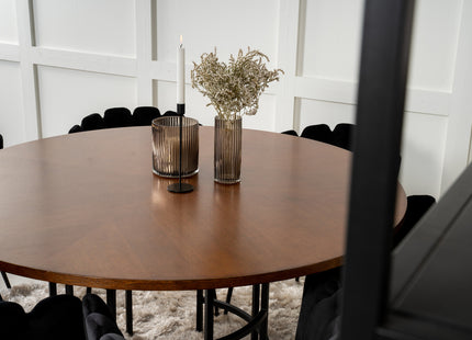 Furniture Fashion Limhamn & Copenhagen Matstolar Svart + Runda Matbord ⌀140 Brun
