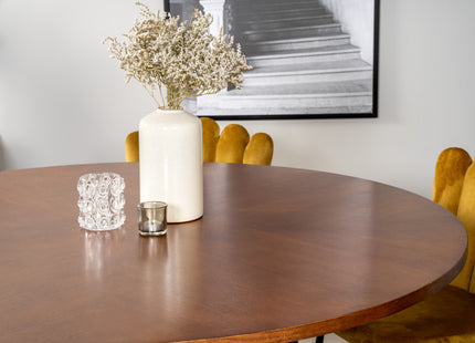 Furniture Fashion Limhamn & Copenhagen Matstolar 2-pack Gul + Runda Matbord ⌀140 Brun