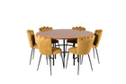 Furniture Fashion Limhamn & Copenhagen Matstolar 2-pack Gul + Runda Matbord ⌀140 Brun