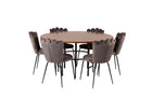 Furniture Fashion Limhamn & Copenhagen Matstolar 2-pack Grå + Runda Matbord ⌀140 Brun