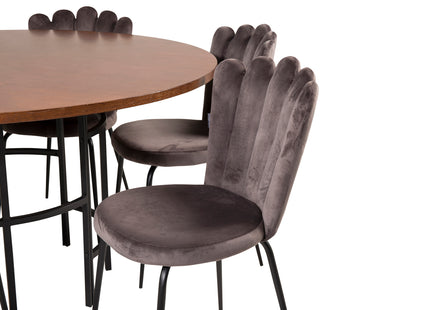 Furniture Fashion Limhamn & Copenhagen Matstolar 2-pack Grå + Runda Matbord ⌀140 Brun