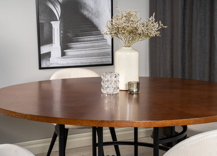 Furniture Fashion & Venture Home Copenhagen & Velvet Runda Matbord ⌀140 Brun + Matstolar 2-pack Grädde
