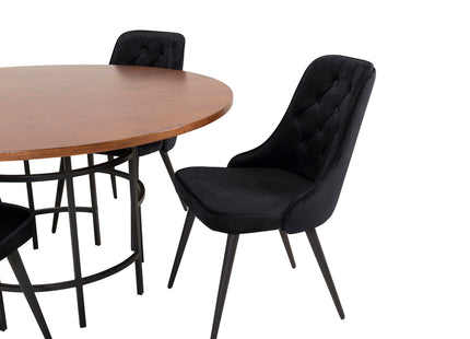 Furniture Fashion & Venture Home Copenhagen & Velvet Deluxe Runda Matbord ⌀140 Brun + Matstolar 2-pack Svart